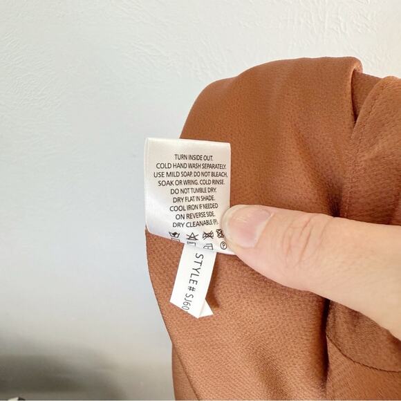 Shona Joy Twist Front Long Sleeve Cocktail Dress Mocha Sz 12 - Picture 8 of 8